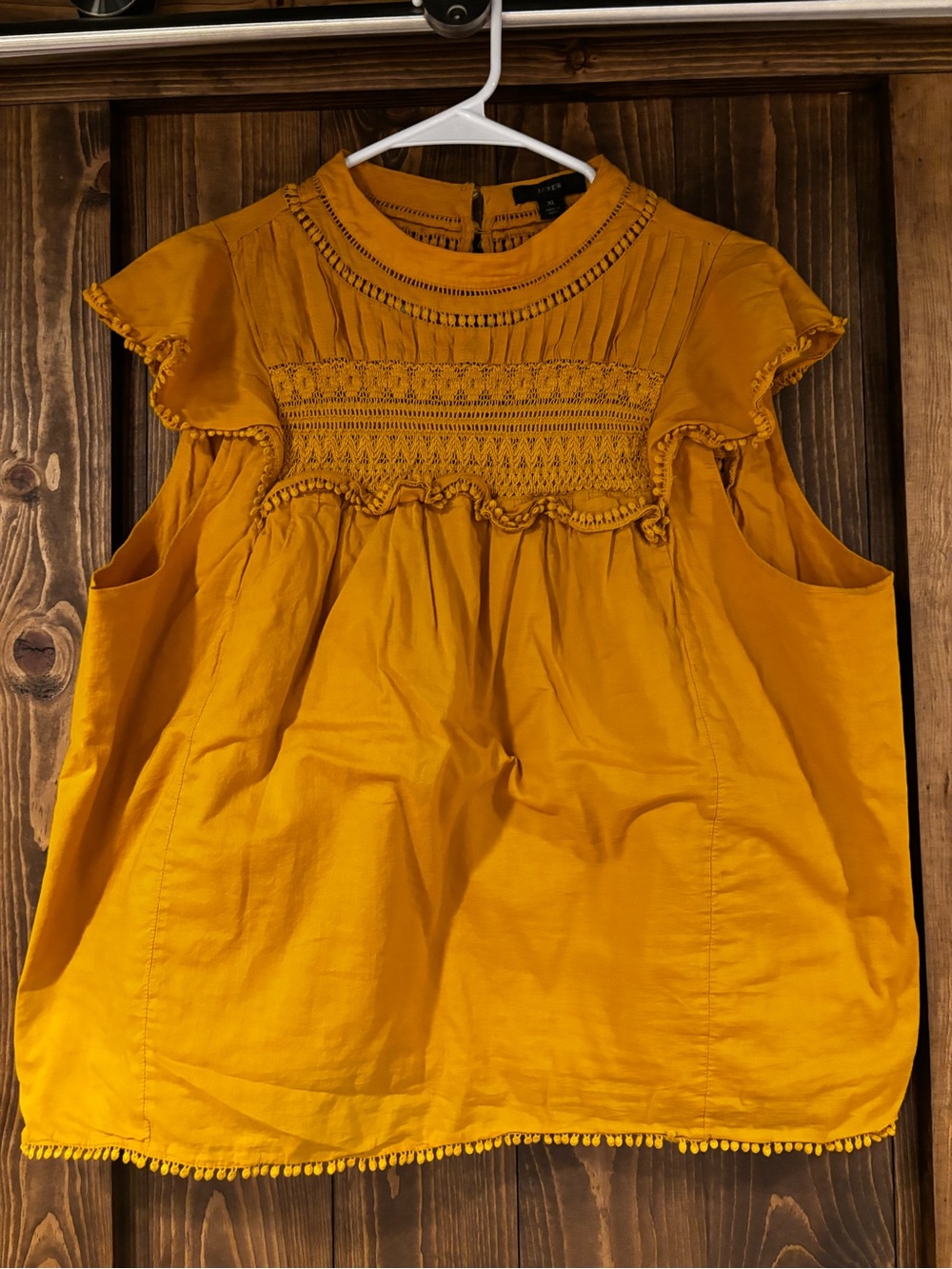 J. Crew Embroidered Ruffle Detail Flowy Lined Cotton Top XL